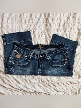 Akademiks Dark Blue Embellished Y2K Shorts